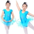thumbnail image 5 of URMAGIC Toddler Little Girls Short Sleeve Rhinestone Tutu Ballet Dress Dance Leotard Dancewear, 5 of 6