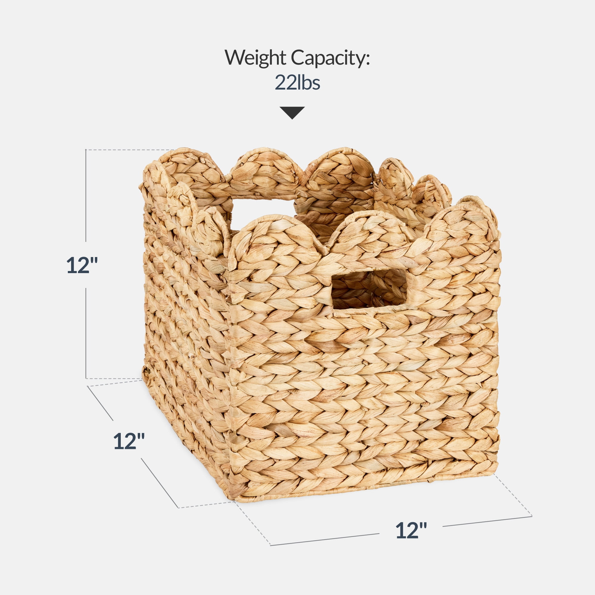 Best Choice Products Scalloped 12 x 12in Hyacinth Storage Basket Set of 5 - Natural