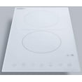 thumbnail image 3 of Summit Appliance CR2B15T2W 115V 2-Burner Radiant Cooktop in White Ceramic Schott Glass Surface with Digital Touch Controls, Automatic Shutoff, 9 Power Levels, Designed for Built-in Installation, 3 of 6