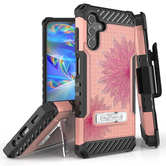 Tri Shield Rugged Cover + Hoslter Designed For Samsung Galaxy A13 5G Case Rose Gold/Black