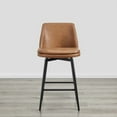 thumbnail image 2 of CHITA 27 inch Counter Height Swivel Bar Stools Low Back Set of 2,Faux Leather in Cognac Brown, 2 of 7