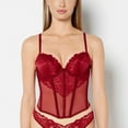 thumbnail image 1 of Lightly Lined Demi Bustier with romantic lace and Mesh in Plum Rose, 1 of 5