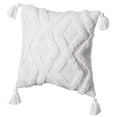 thumbnail image 6 of 16" Handwoven Cotton Throw Pillow Cover with White Tufted Patterns and Tassel Corners, 6 of 10