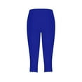 thumbnail image 3 of Olyvenn Stylish Capri Leggings for Women Plus Size High Waisted Capris Rhinestone Hem Yoga Cropped Trousers Summer Gym Pants Blue L, 3 of 5