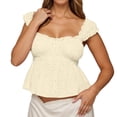 thumbnail image 2 of Peplum Tank Tops for Women Y2k Square Neck Ruffle Eyelet Cropped Sleeveless Shirt Going out Tops Summer Outfits, 2 of 6