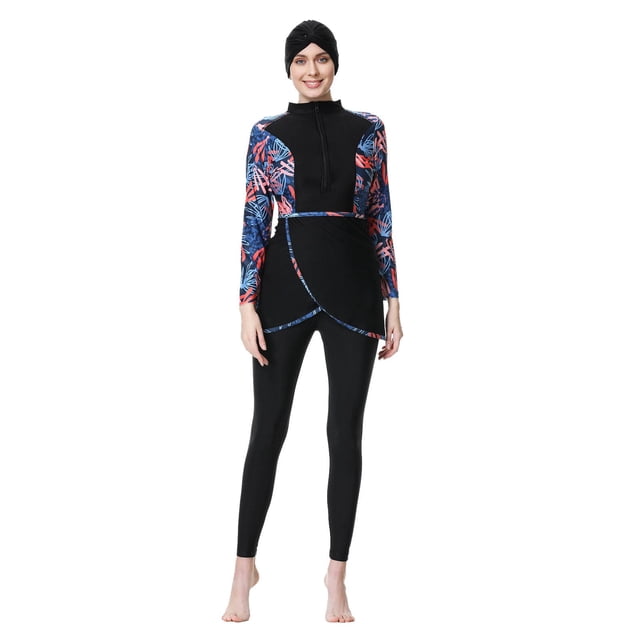VJATTWR Bathing Suits Women Tankini My Items Swimwear Set Long Sleeve Rash Guard with Swim Pants and Cap Sun Tankini for Women Beach Holiday Activities