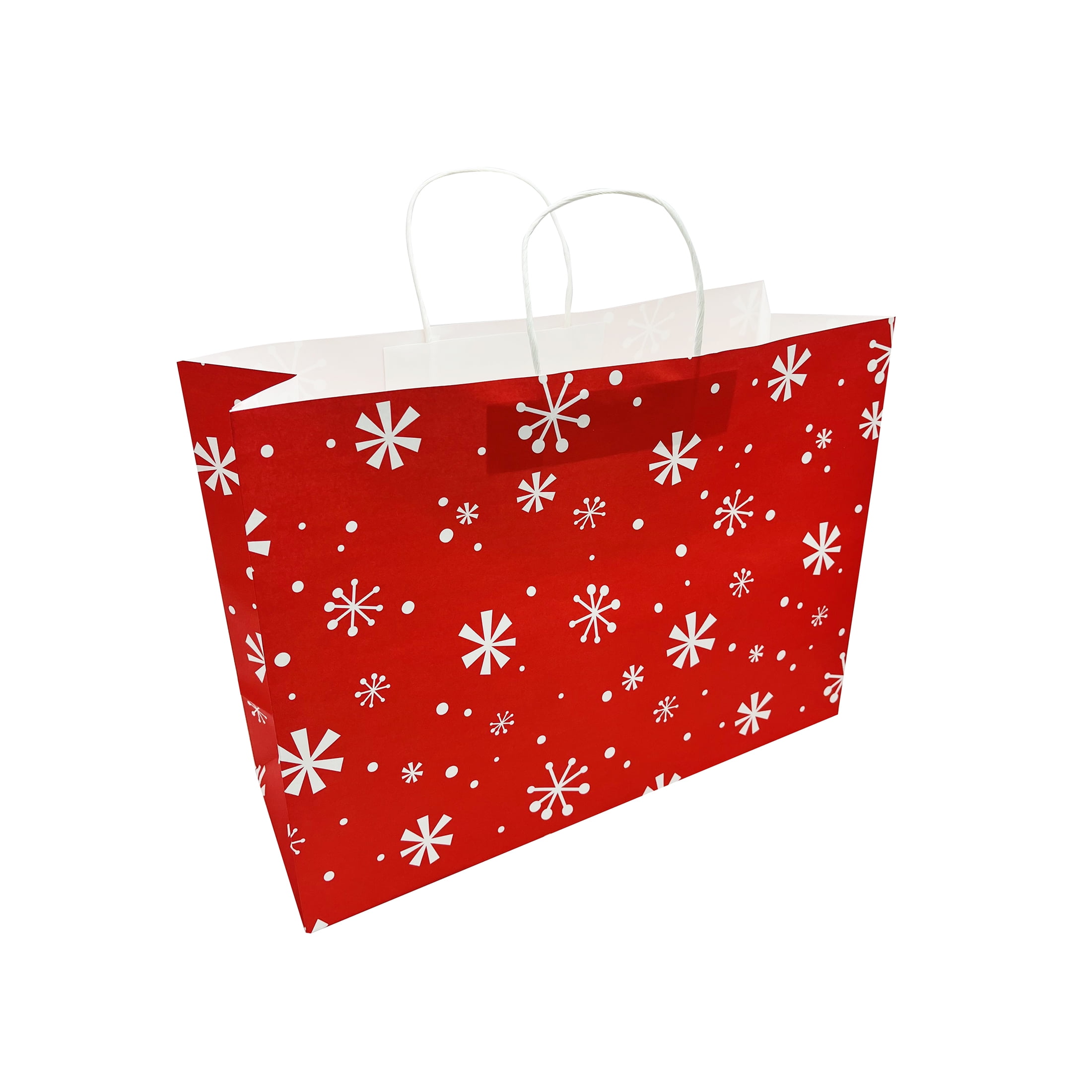 Holiday Time Christmas Gift Paper Bag, Red Snowflakes, XLarge, 16x6x12in
