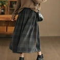 thumbnail image 5 of Gytharion Women's Wool Midi Skirts Fashion Plaid Print Elastic High Waist Skirt Fall Flowy A-Line Swing Long Skirts with Pockets, 5 of 9