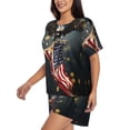 thumbnail image 2 of Rateoe North American Bald Eagle1 Pattern Women's Short-Sleeved Pajama Set - 2 Piece Soft and Lightweight Sleepwear Set-, 2 of 7