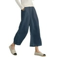 thumbnail image 2 of Futezty Women Casual Loose Elastic Waist Cotton Trouser Cropped Wide Leg Pants, 2 of 5