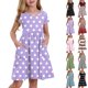 thumbnail image 1 of Girls 2025 Summer Dresses Striped Short Sleeve Casual Dress with Pockets Soft Perfect for Everyday Wear ,Sie:120, 1 of 9