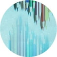 thumbnail image 1 of Ahgly Company Machine Washable Indoor Round Transitional Tron Blue Area Rugs, 8' Round, 1 of 7