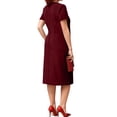thumbnail image 4 of LWavelet Women's Plus Size Sheath Dress Short Sleeve V-Neck Wrap Ruched Bodycon Midi Dress Wine 4XL, 4 of 4