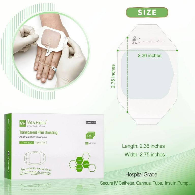 NeuHeils Transparent Film Dressing 2 3/8'' x 2 3/4'', 100
