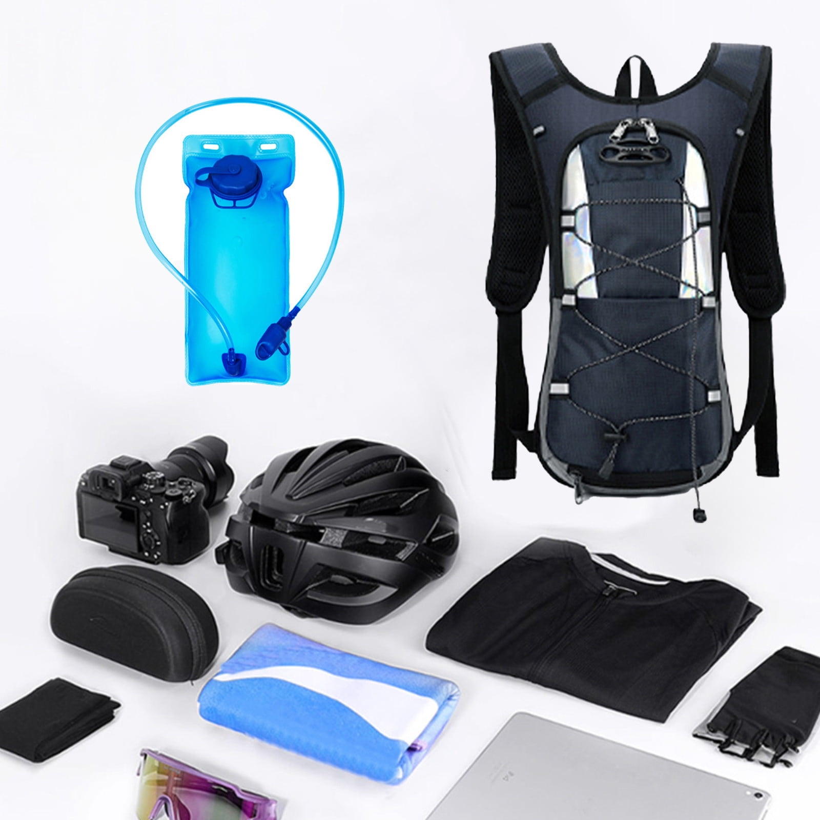 LWVITH Lightweight Hydration Backpack with 2L Water Bladder, Reflective Strip Running Hiking Daypack for Men Women, Cycling Vest Bag, Outdoor Sports Gear for Marathon Biking Trail, Travel Camping