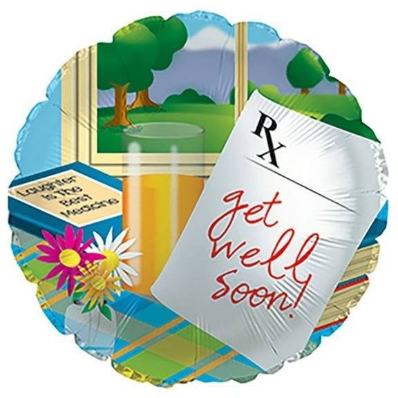 17 inch Get Well Prescription Foil Mylar Balloon - Party Supplies Decorations