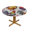 thumbnail image 3 of COMIO  Round Tablecloth Water Resistant Tablecloths Watercolor Rooster and Chicken Spill Proof Washable Polyester Table Cover for Dining Kitchen Wedding Parties Decoration, 3 of 7