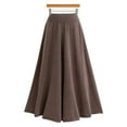 thumbnail image 3 of Falda patinadora larga plisada de corte A para mujer, café, L, 3 of 6