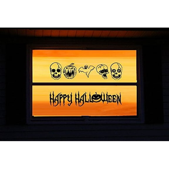 Decal ~ HAPPY HALLOWEEN, AND 5 GHOULS ~ HALLOWEEN: WALL OR WINDOW DECAL, 6 DECALS