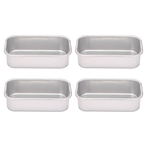 4Pcs Aluminum Alloy Loaf Tin Rectangular Non-Stick Bread Mould Pans Kitchen Dining Bar Supplies
