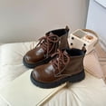 thumbnail image 2 of BFHHYA Kids' Boys Girls Martin Boots Side Zipper PU Leather Lace-Up Boots Cozy Walking Ankle Boots for Casual Outings & Family Trips, 2 of 9