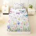 thumbnail image 3 of Erosebridal Chic Butterfly Twin Sheet Sets for Girls, Colorful Flower Bedding, 3 Pieces, 1 Flat Sheet 1 Fitted Sheet and 1 Pillowcase, 3 of 5