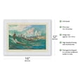 thumbnail image 2 of Surfing Waikiki Beach Hawaii - United Air Lines - Vintage Airline Travel Poster by Millard Sheets c.1950s - Japanese Unryu Rice Paper Art Print (Unframed) 12 x 16 in, 2 of 4