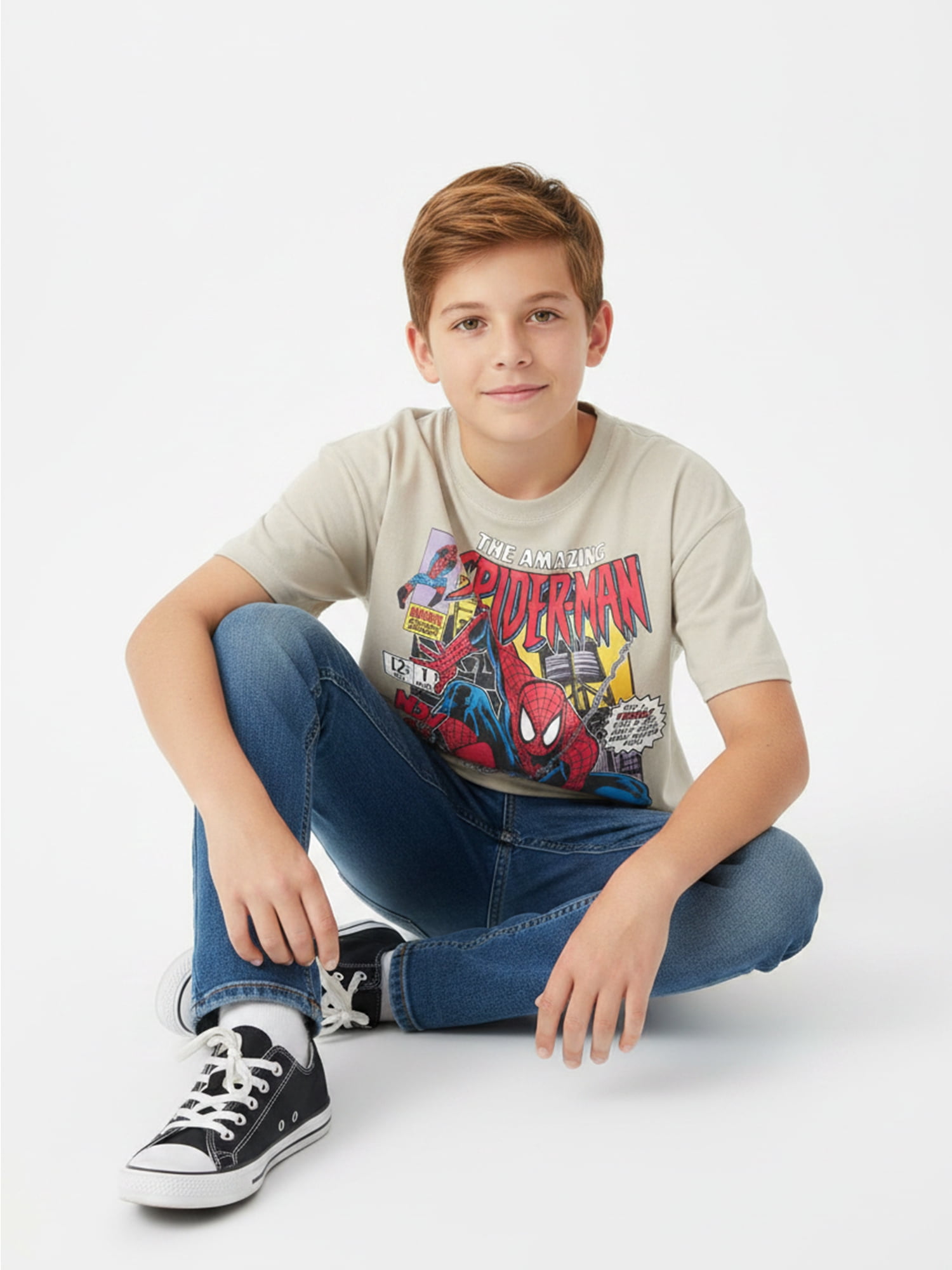 Spider-Man, Boys' Relaxed Graphic T-Shirt, Comic Spidey, Sizes 4-18