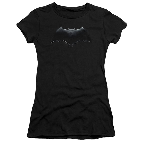 Justice League Movie - Batman Logo - Juniors Teen Girls Cap Sleeve Shirt - Medium