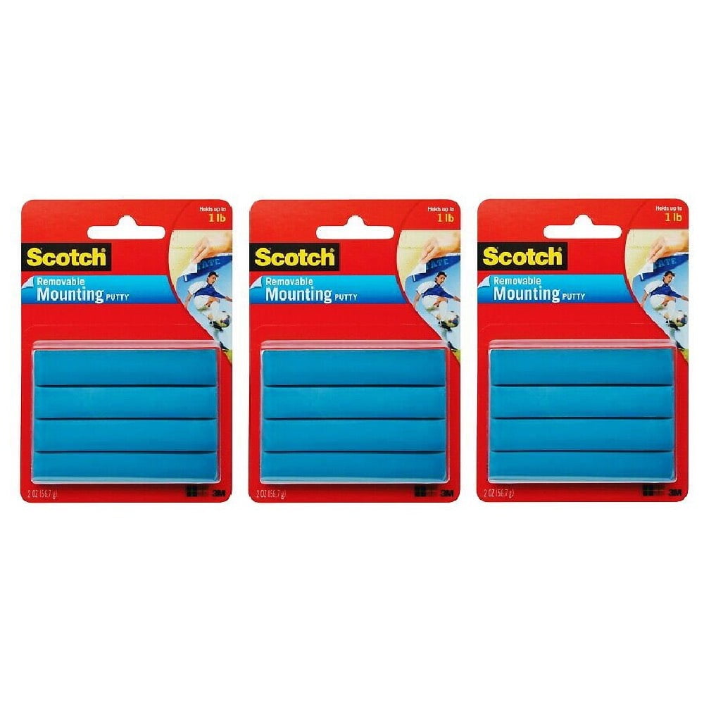 3M Scotch Removable Mounting Putty 2 oz Blue, 3 Pack