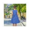 thumbnail image 5 of Sunny Fashion Girls Dress Cotton Blue Polka Dot Pocket V Neck Button Vintage Casual School Sundress 6 Years, 5 of 8