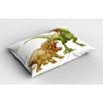 thumbnail image 2 of Ambesonne Dinosaur Pillow Sham 2 Pack, 2 Dinosaurs Pattern, 26"x20", Green Pink Pale Brown, 2 of 3