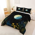 thumbnail image 2 of Homewish Vintage Boho Floral Full Size Comforter Sets,Blue Yellow Gradient Moon Bedding Comforter Set,Black Reversible,3-Piece,1 Comforter and 2 Pillowcases, 2 of 7