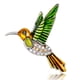 thumbnail image 1 of Broche de colibrí esmaltado azul pájaro en tono dorado, Cristal Esmalte Metal, 1 of 5