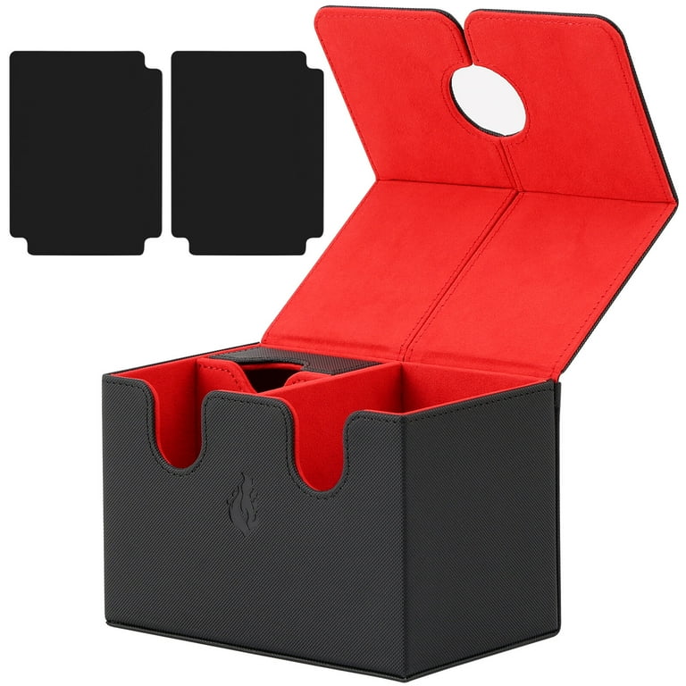 Leyeet Card Deck Case for MTG Commander Cards, Double Deck Card Box with Dice Tray Leather Magnetic Closure Card Storage Box Holds 200+ Sleeved Cards Magic Fit for YuGiOh, MTG TTG and Leyeet Card Deck Case for MTG Commander Cards, Double Deck Card Box with Dice Tray Leather Magnetic Closure Card Storage Box Holds 200+ Sleeved Cards Magic Fit for YuGiOh, MTG TTG and