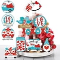 thumbnail image 3 of Harupink Valentine's Day Tiered Tray Decor Delicate Wooden Valentine Tabletop Decor Valentine Tray Decoration Lightweight Tiered Tray Sign for Tabletop Party, 3 of 8