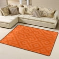 thumbnail image 2 of Flannel Non-slip Area Rug, 63"x48" No Shedding Living Room Bedroom Dining Room Home Office Area Rug, Orange Repeating Abstraction Pattern, 2 of 6