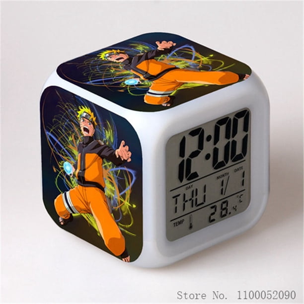 Reloj despertador creativo con estampado Digital de Naruto para niñas, figura de Anime de Disney, patrón de juguetes, regalo de cumpleaños para niños, 3D