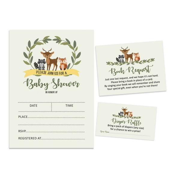Inkdotpot Set Of 30Jungle Animals Baby Shower Invitations-Diaper Raffle Tickets And Baby Shower Book Request Cards Gender Neutral Invites Its A Boy Its A Girl