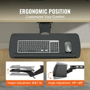 KFFKFF Under Desk Keyboard Tray with Adjustable Height, Flexible Height and Angle, Slide Out Under Desk Large 25x9.8 inch Keyboard Holder, Ideal for Typing at Home or Office Work