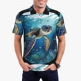 thumbnail image 2 of Balery Watercolor Turtle4 Printed Men’s Short Sleeve Polo Shirt, Midweight Men's Shirt,Golf Polo shirts -Large, 2 of 8