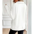 thumbnail image 3 of SWSMCLT Women's Fashion Sweatshirt Pullover Fall Regular Fit Long Sleeve Lapel Sweatshirt Half Zip Kangaroo Pocket White XX-Large, 3 of 5