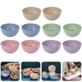 thumbnail image 2 of Nvzi 10pcs Wheat Straw Heat Resistant Bowls-Pink + Blue + Beige + Green + Purple, 2 of 4
