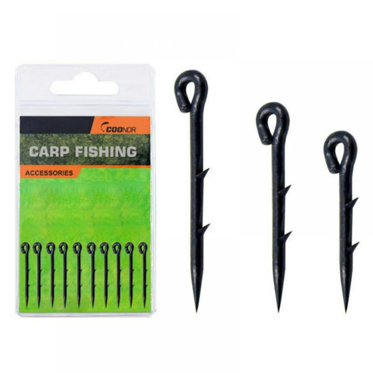 10pcs Metal Fishing Hook Sting Pin Spike Barbed Maggot Bait Hair Rigs Carp  Feeder Fishing Accessories Size M 