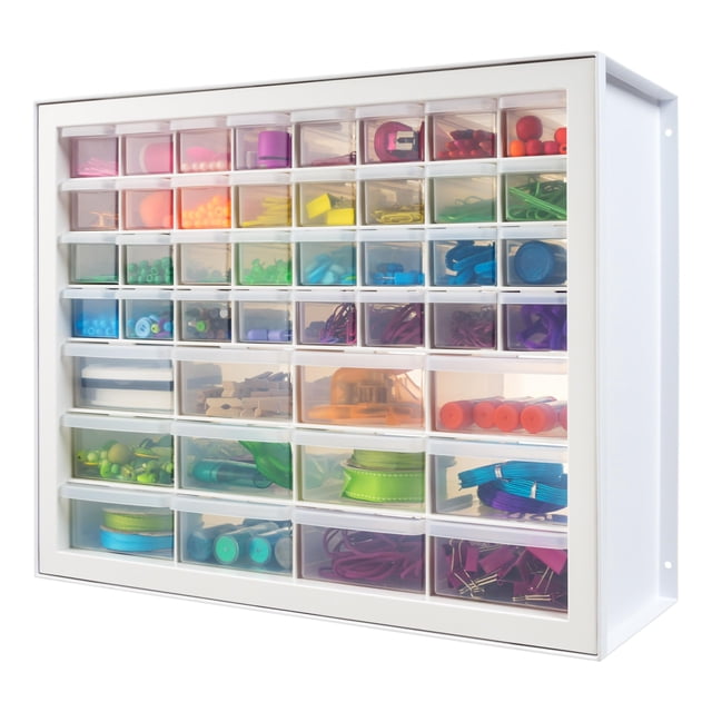 Craft Cabinet Storage IRIS USA, 44 cajones, piezas de color blanco