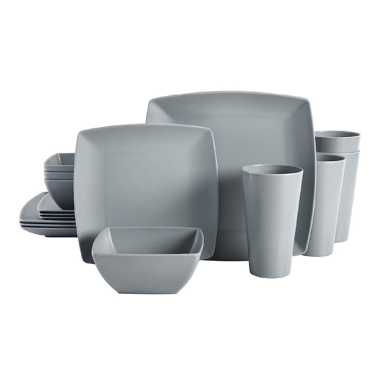 Open Box Gibson Home 16 Piece Melamine Dinnerware Set Plates