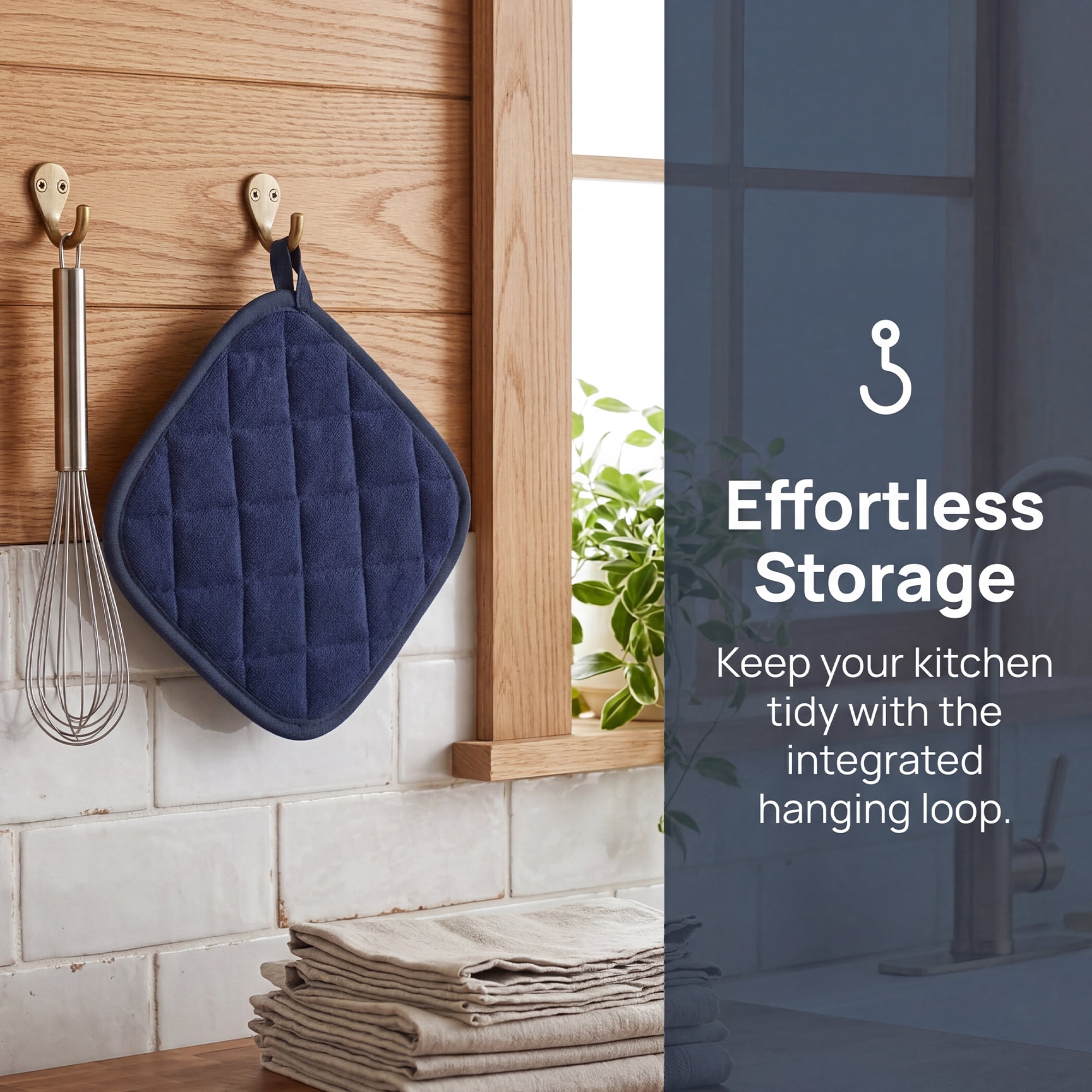 Unique Bargains Pot Holders Polyester Heat Resistant Trivets Non Slip Pads Dark Blue 2Pcs