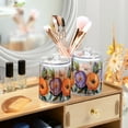 thumbnail image 3 of Yayeee 2 Pack Qtip Holder Bathroom Cotton Swab Canister with Lid Clear Dispenser Set, Bright Flowers, 3 of 6