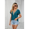 thumbnail image 2 of XCHQRTI Lace Stitching Chiffon Women Shirt V Neck Short Sleeve Tunic Blouse, 2 of 8
