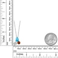 thumbnail image 4 of 925 Silver and 10K Yellow Gold Swiss Blue Topaz and Lab Grown Diamond and Red Garnet Pendant Necklace for Women | 2.57 Cttw | Pear Shape 8X6MM | Oval 7X5MM | Round 5MM | with 18 inch Chain, 4 of 4